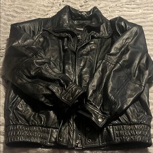 Wilson Black Leather Bomber Jacket